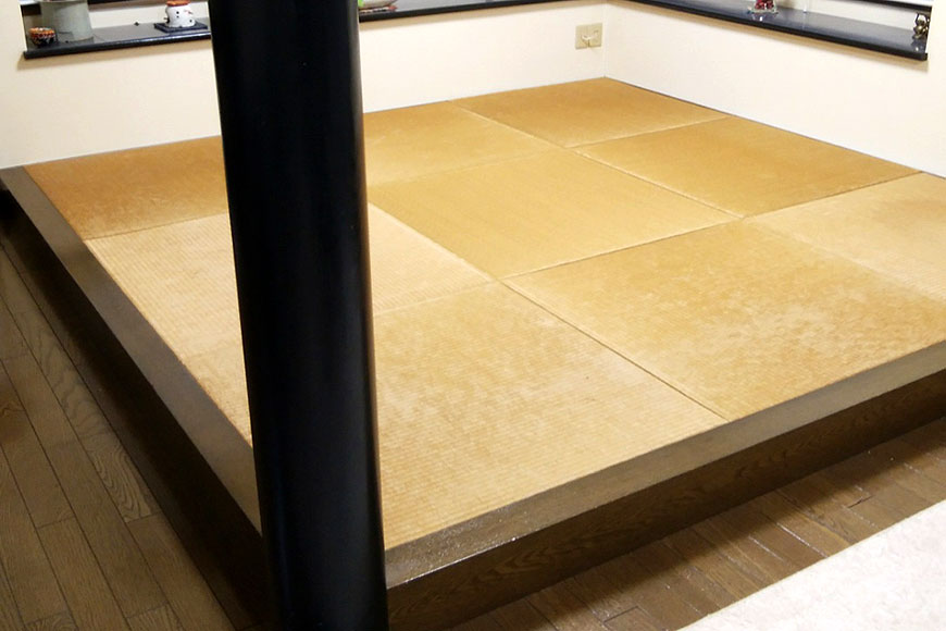 堀コタツのある畳コーナー（小上がり）の畳替え：和紙製 置き畳 清流 銀鼠色