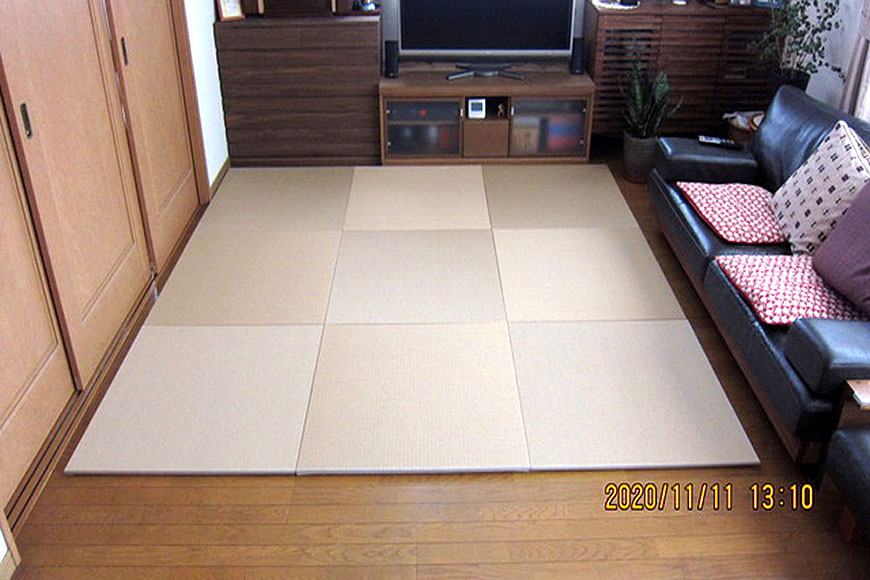 畳表の素材に和紙を使用した置き畳 ダイケン【清流】灰桜色