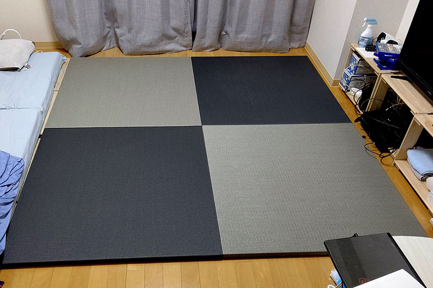 息子のアパートですが畳を置くことで良い居場所が出来ました：素材が和紙の置き畳